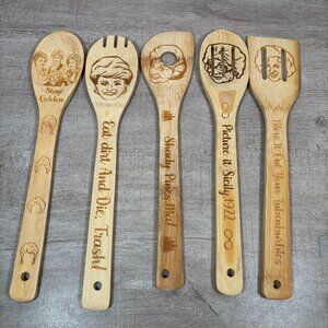 Golden Girls Wooden Spoon Kitchen  Utensil Set Bamboo Spatula